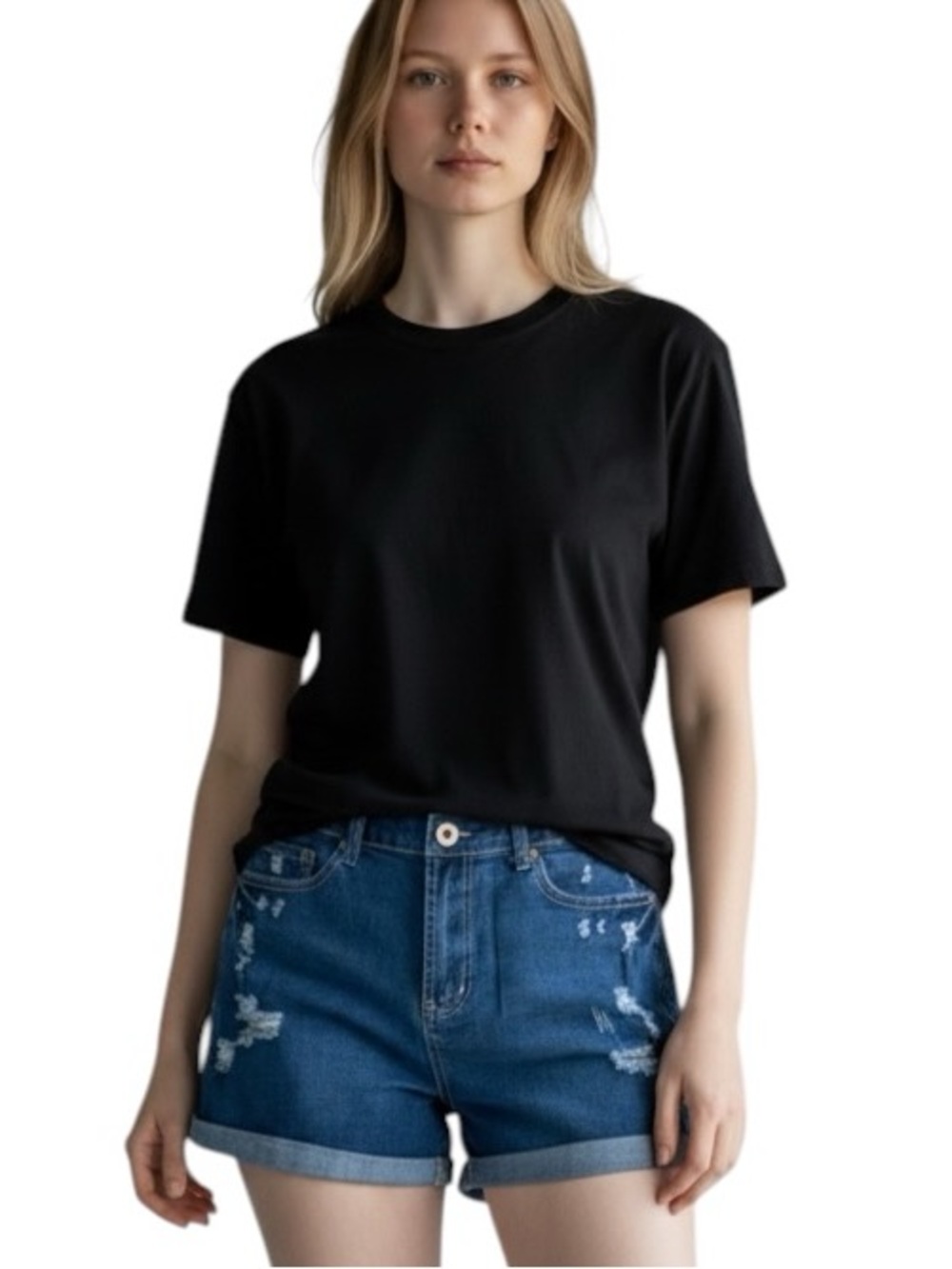 NWT Umgee Dark Blue Distressed Cuffed Denim Shorts Sz. 5